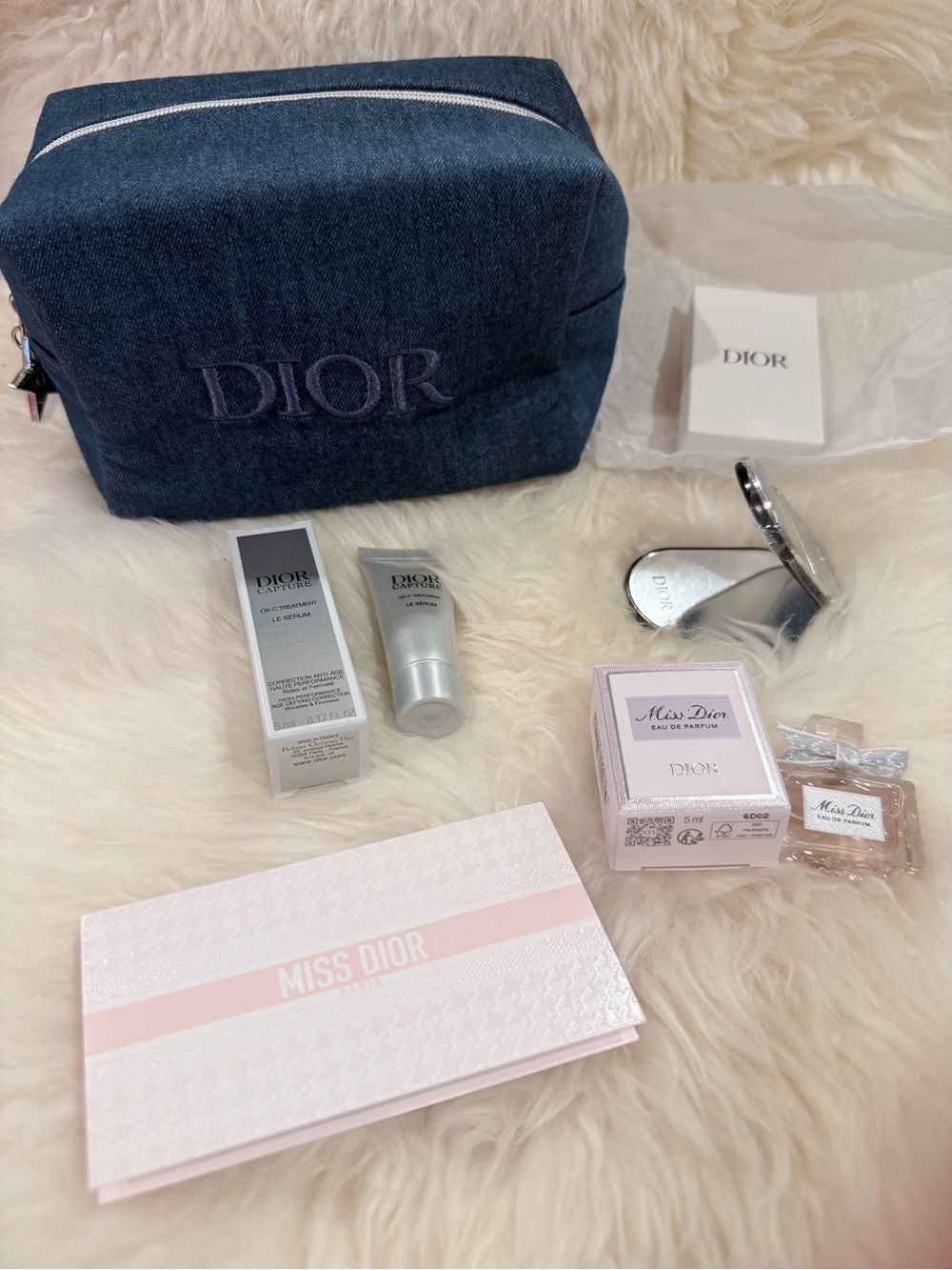 Dior Denim Pouch with Phone Mirror